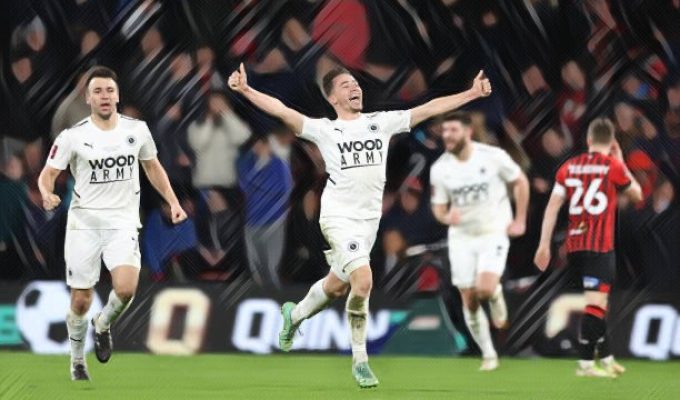 Boreham Wood celebrate after beating Bournemouth