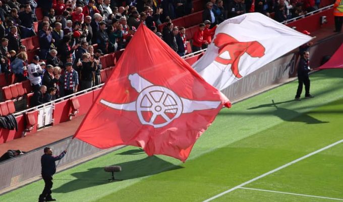 Pre-game flag waving at the Emirates Stadium