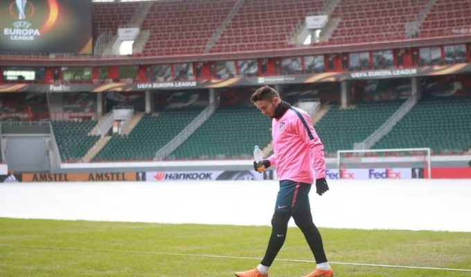 Saul Niguez before a training session in 2018