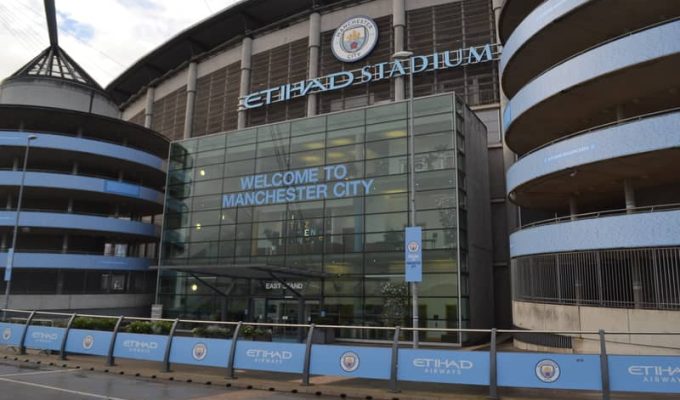 Outside the Etihad Stadium