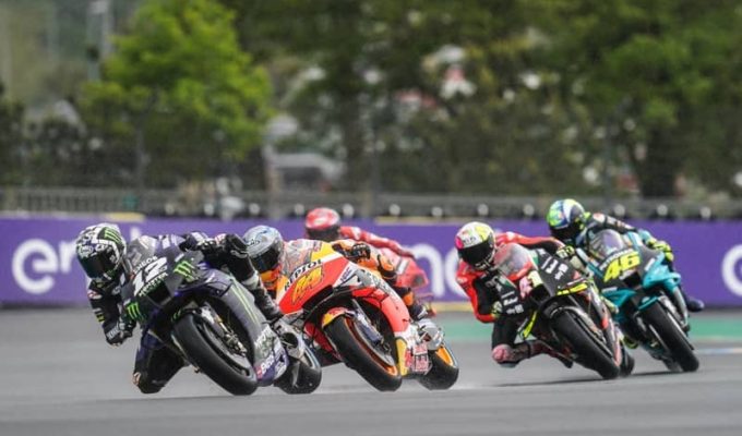 Vinales battling with the Espargaro brothers