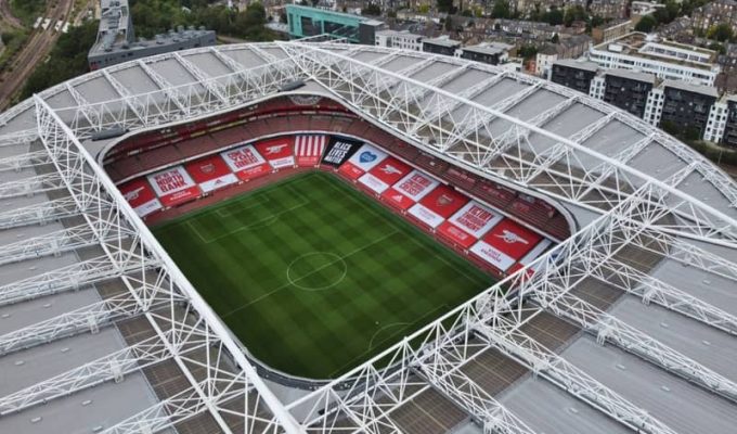 Bird's-eye view of the Emirates Stadium